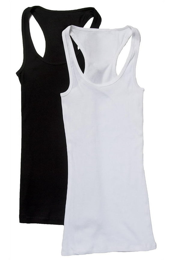Women's & Juniors Ribbed Cami Racerback Workout Tank Top - 2 Pack
