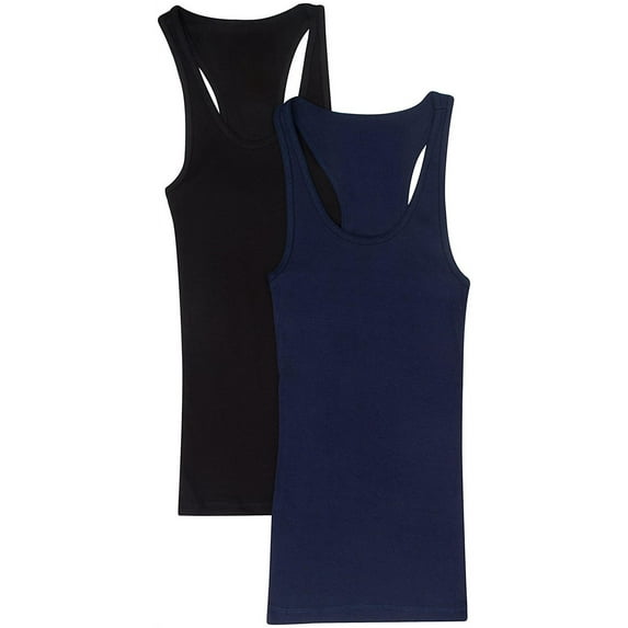 Women's & Juniors Ribbed Cami Racerback Workout Tank Top - 2 Pack