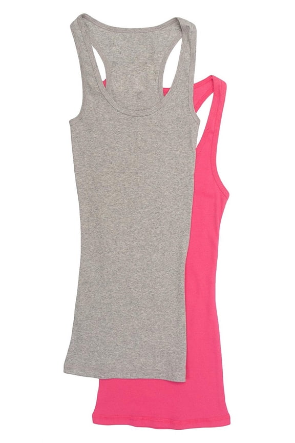Women's & Juniors Ribbed Cami Racerback Workout Tank Top - 2 Pack