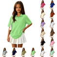 thumbnail image 1 of Women's Juniors' Short Sleeve Stretch Pique Polo Shirt Green 160, 1 of 6