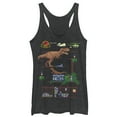 thumbnail image 1 of Women's Jurassic Park Can You Survive the 8 Bit Pixel Video Game?  Racerback Tank Top Black Heather X Large, 1 of 3