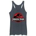 thumbnail image 1 of Women's Jurassic Park Circle Logo  Racerback Tank Top Navy Blue Heather X Small, 1 of 3
