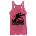 thumbnail image 1 of Women's Jurassic Park Dino Skeleton Silhouette Logo  Racerback Tank Top Pink Heather Small, 1 of 3