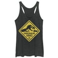 thumbnail image 1 of Women's Jurassic Park Dinosaur Crossing Sign  Racerback Tank Top Black Heather X Small, 1 of 3