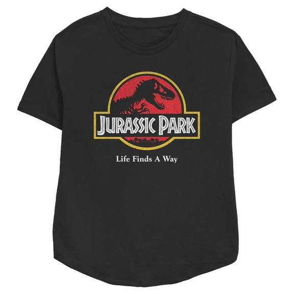 Women's Jurassic Park Distressed Logo Graphic Tee Black Small