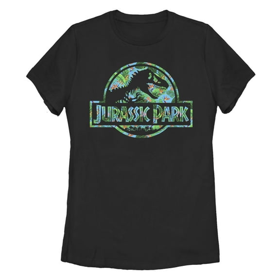 Women's Jurassic Park Floral Logo  Graphic T-Shirt
