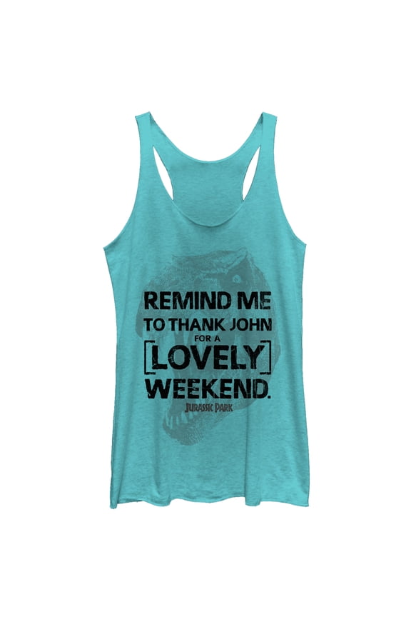 Women's Jurassic Park Lovely Weekend Racerback Tank Top Tahiti Blue X Large