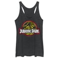 thumbnail image 1 of Women's Jurassic Park Neon T Rex Logo  Racerback Tank Top Black Heather 2X Large, 1 of 3