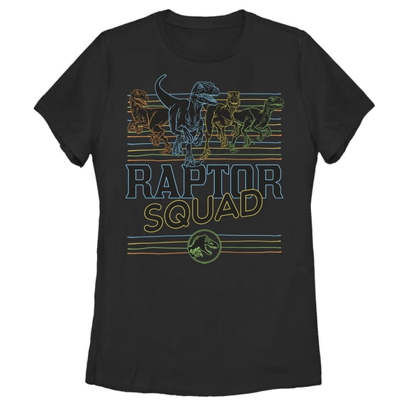 Women's Jurassic World: Camp Cretaceous Retro Raptor Squad Graphic Tee Black X Large