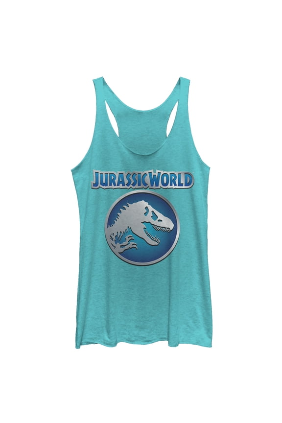 Women's Jurassic World Circle Logo Racerback Tank Top Tahiti Blue Large