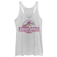 thumbnail image 1 of Women's Jurassic World Desert Pattern Logo  Racerback Tank Top White Heather X Small, 1 of 3