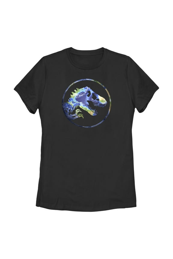 Women's Jurassic World Earth Day T. Rex Logo Graphic Tee Black Small