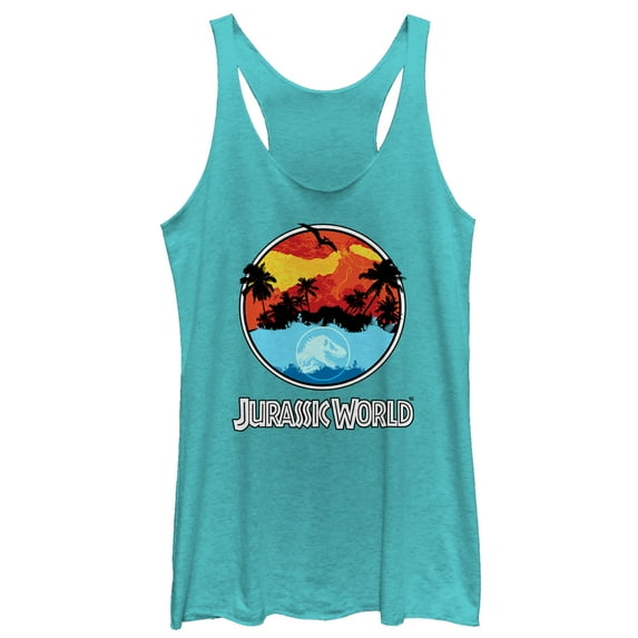 Women's Jurassic World: Fallen Kingdom Apocalypse Logo Racerback Tank Top Tahiti Blue Large