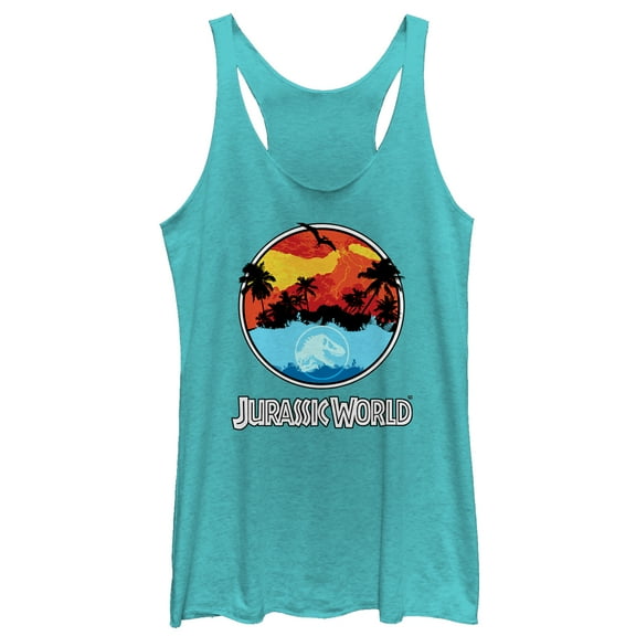 Women's Jurassic World: Fallen Kingdom Apocalypse Logo Racerback Tank Top Tahiti Blue Small
