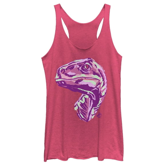 Women's Jurassic World: Fallen Kingdom Artistic Dinosaur Racerback Tank Top Pink Heather Medium
