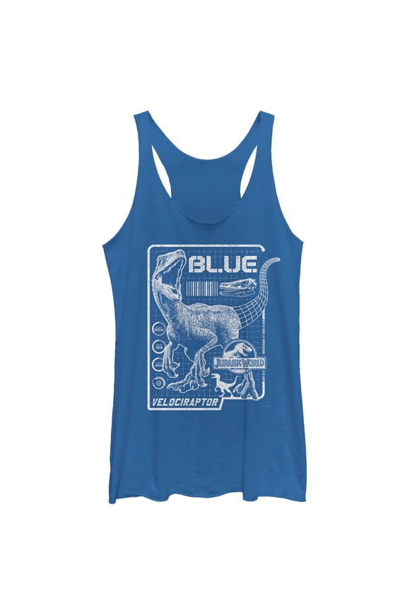 Women's Jurassic World: Fallen Kingdom Blue Details Racerback Tank Top Royal Blue Heather Small