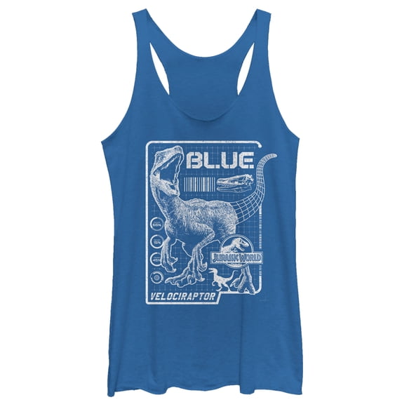 Women's Jurassic World: Fallen Kingdom Blue Details Racerback Tank Top Royal Blue Heather X Small
