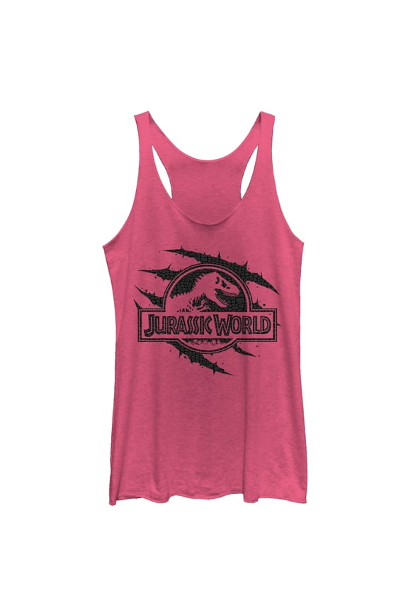 Women's Jurassic World: Fallen Kingdom Logo Scales Slash  Racerback Tank Top Pink Heather Medium