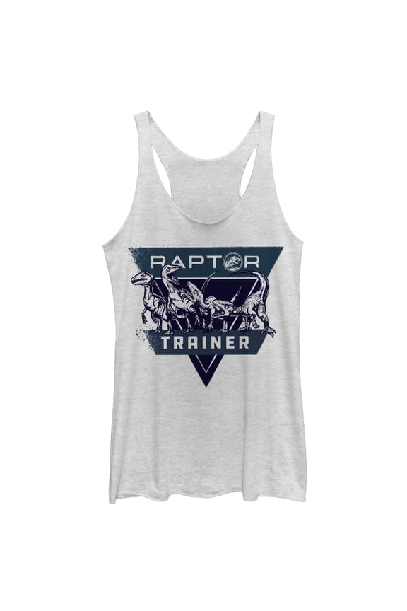 Women's Jurassic World: Fallen Kingdom Raptor Trainer Racerback Tank Top White Heather X Small