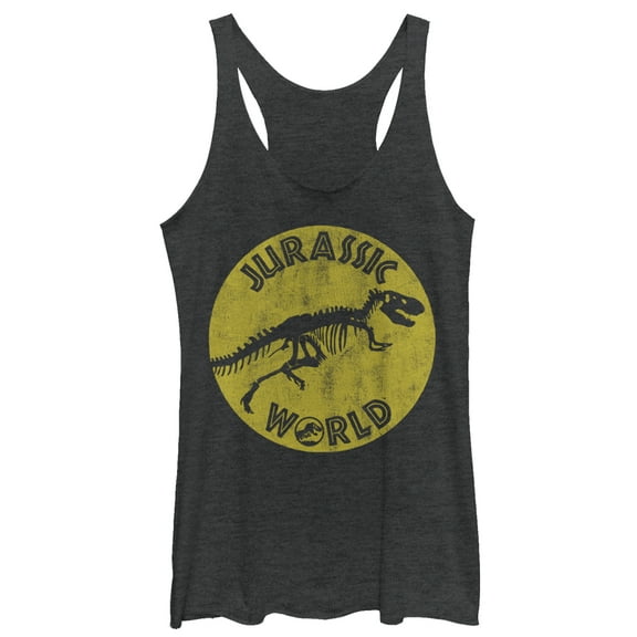Women's Jurassic World: Fallen Kingdom Retro Fossil  Racerback Tank Top Black Heather 2X Large