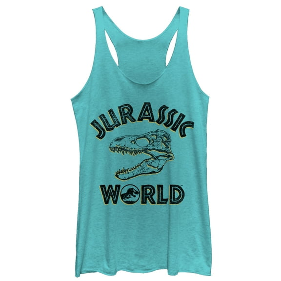 Women's Jurassic World: Fallen Kingdom Skull Fossil  Racerback Tank Top Tahiti Blue X Large