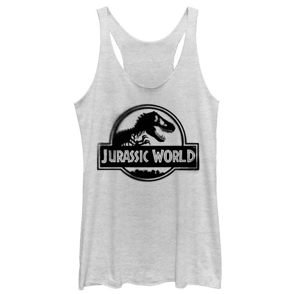 Women's Jurassic World: Fallen Kingdom Spray Paint Print Logo  Racerback Tank Top White Heather Small