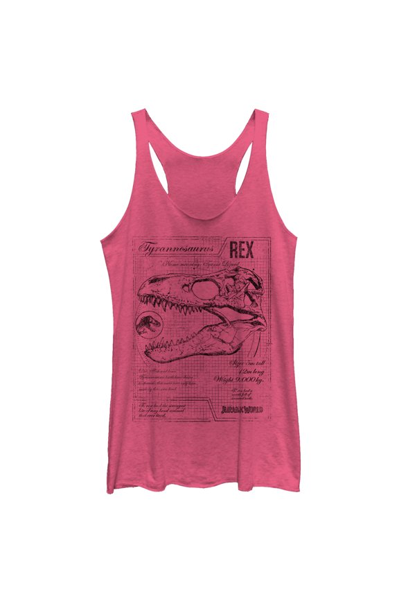 Women's Jurassic World: Fallen Kingdom T. Rex Schematics  Racerback Tank Top Pink Heather Small