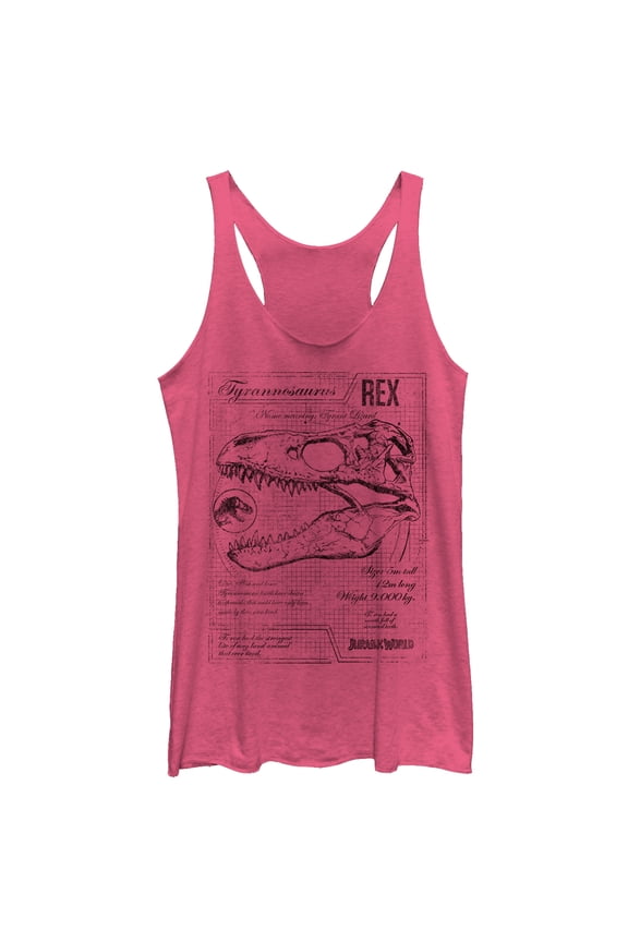 Women's Jurassic World: Fallen Kingdom T. Rex Schematics Racerback Tank Top Pink Heather X Large