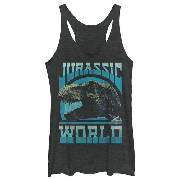 Women's Jurassic World: Fallen Kingdom What Big Teeth  Racerback Tank Top Black Heather Medium