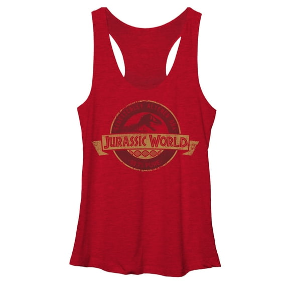 Women's Jurassic World Genetically Altered Logo  Racerback Tank Top Red Heather Large