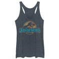 thumbnail image 1 of Women's Jurassic World Quilt Pattern Logo  Racerback Tank Top Navy Blue Heather X Large, 1 of 3