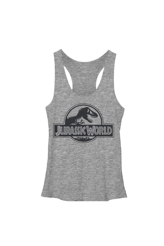Women's Jurassic World Simple T. Rex Logo Racerback Tank Top Gray Heather X Large