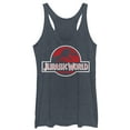 thumbnail image 1 of Women's Jurassic World Tyrannosaurus Rex Logo  Racerback Tank Top Navy Blue Heather X Small, 1 of 3