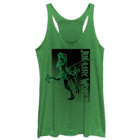 Women's Jurassic World Velociraptor Attack Racerback Tank Top Envy Green X Large