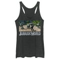 thumbnail image 1 of Women's Jurassic World Velociraptor Pack  Racerback Tank Top Black Heather X Small, 1 of 3