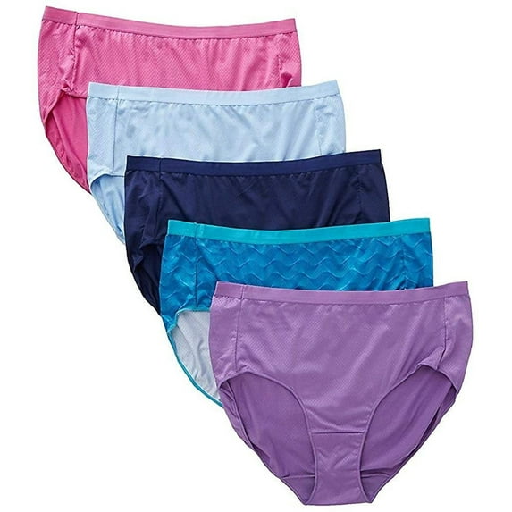 Women's Just My Size 1210U5 Microfiber Mesh Ultra Light Brief Panty - 5 Pack (Assorted 14)