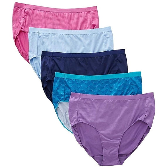 Women's Just My Size 1210U5 Microfiber Mesh Ultra Light Brief Panty - 5 Pack,Size 13