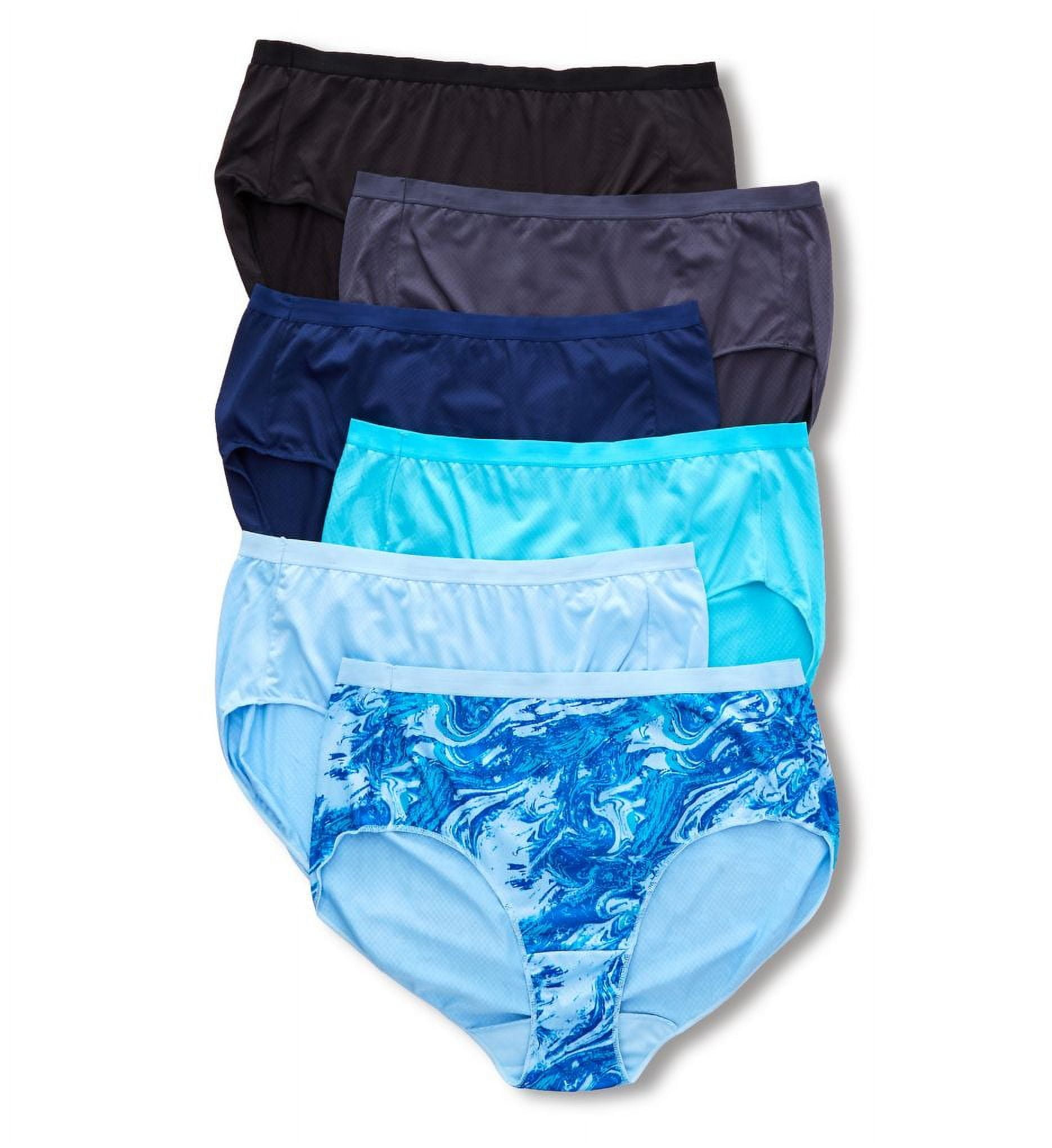 JUST MY SIZE Women's Plus Size Microfiber Brief 6-Pack, Assorted