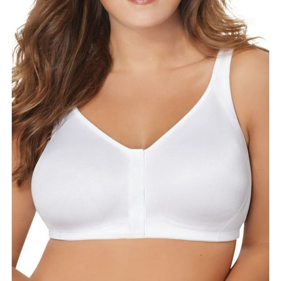 Women's Just My Size 1217 Super Sleek Front Close Wire-Free Bra (White 42D)