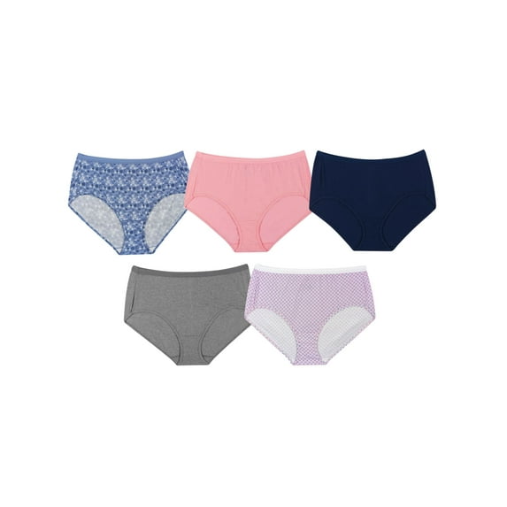 Women's Just My Size 1610BA Breathable Cotton Cool Comfort Brief - 5 Pack (BluePinkGreyHeather 10)