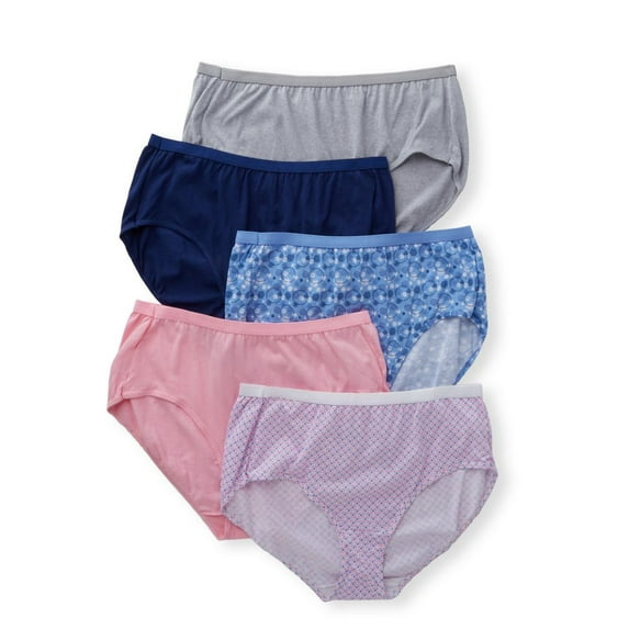 Women's Just My Size 1610BA Breathable Cotton Cool Comfort Brief - 5 Pack (BluePinkGreyHeather 14)
