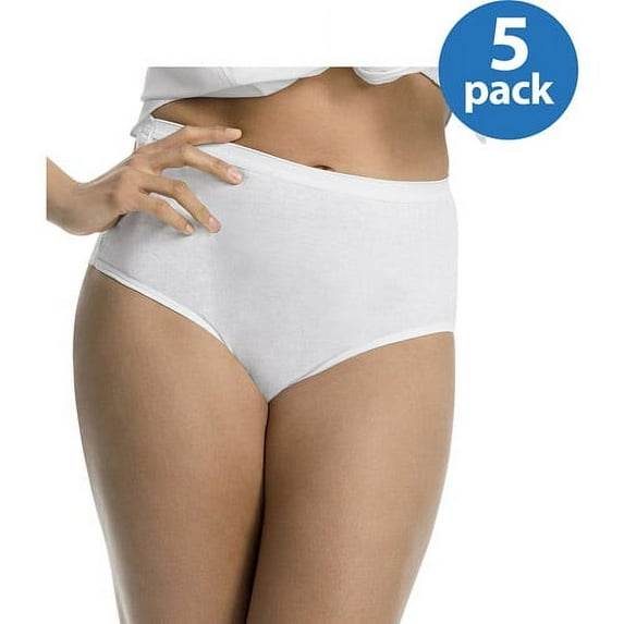 Women's Just My Size 1610W5 Cool Comfort Cotton Basic Brief Panty - 5 Pack (Assorted Neutrals 11)