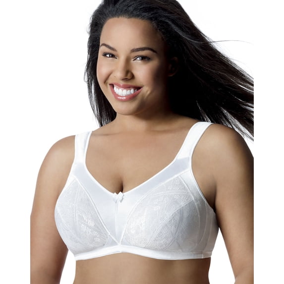 Women's Just My Size 1979 Comfort Strap Satin Wirefree Minimizer Bra (White 48D)