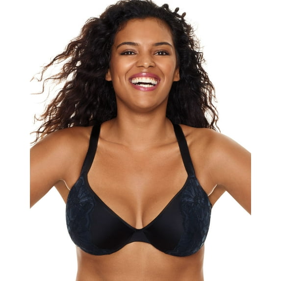 Women's Just My Size MJ1204 Modern Curvy Embellished Plunge Bra (Black 42C)