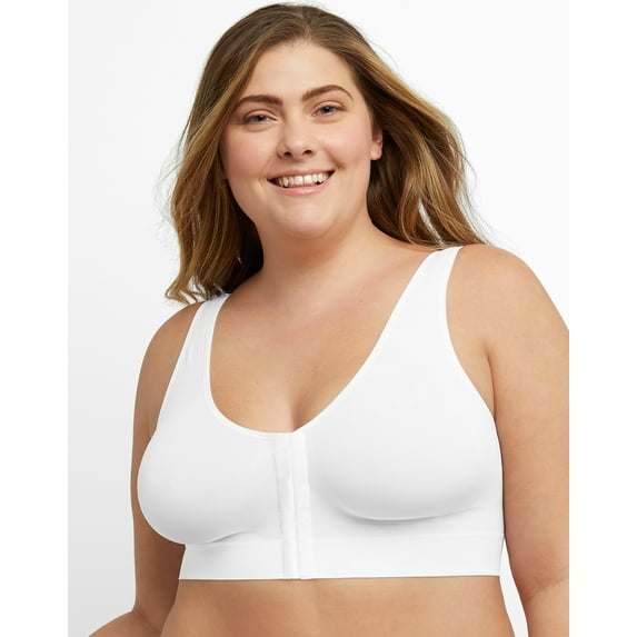 Hanes Just my Size Women's Plus Size Pure Comfort Front-Close Wirefree Bra Style 1274