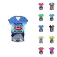 thumbnail image 1 of Women's Just Waiting for Halloween Skeleton Graphic Tee V Neck Short Sleeve Funny T Shirt, 1 of 3