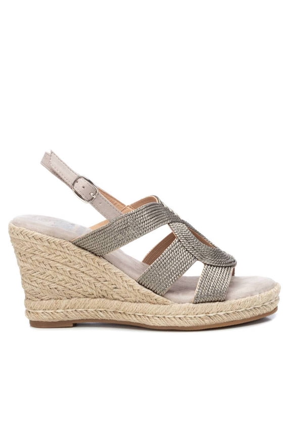 Women's Jute Wedge Sandals By XTI_45186_Silver