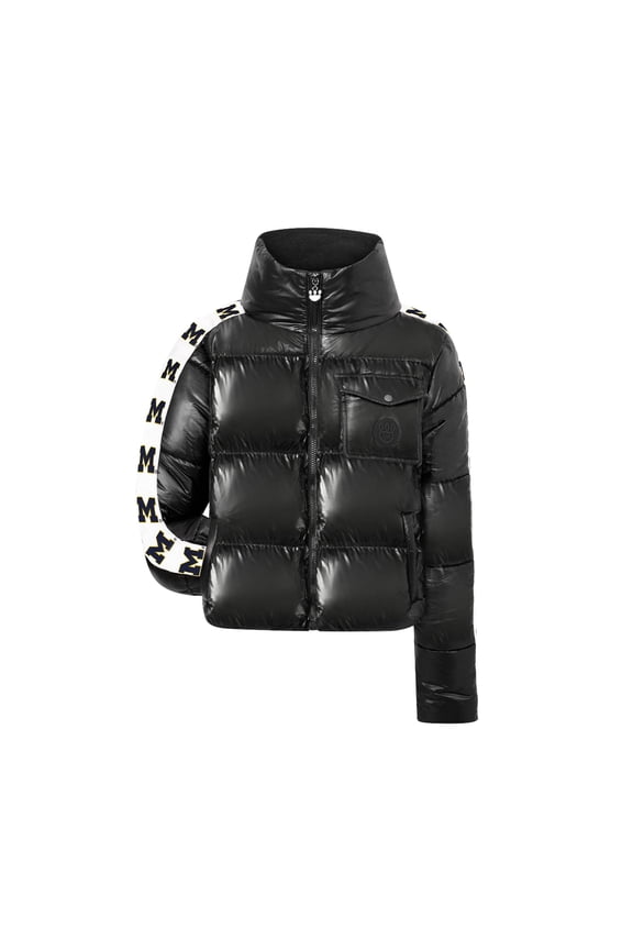 Women's KadyLuxe Black Michigan Wolverines Cargo Full-Zip Puffer Jacket