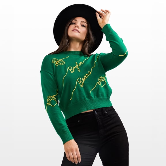 Women's KadyLuxe Green Baylor Bears Love Letter Sweater
