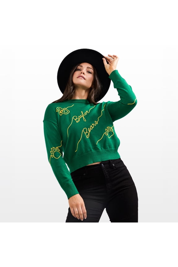 Women's KadyLuxe Green Baylor Bears Love Letter Sweater